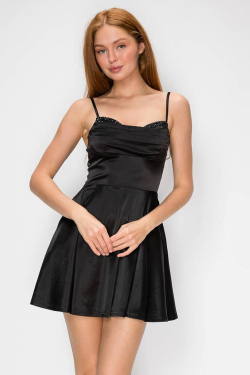Satin Rhinestoned Skater Mini — view 9