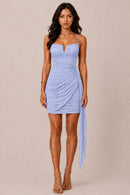 V-Trim Ruched Bodycon Mini Dress
