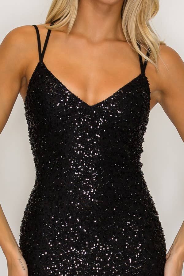 Beaded V-Neck Crossback Mini - view 6