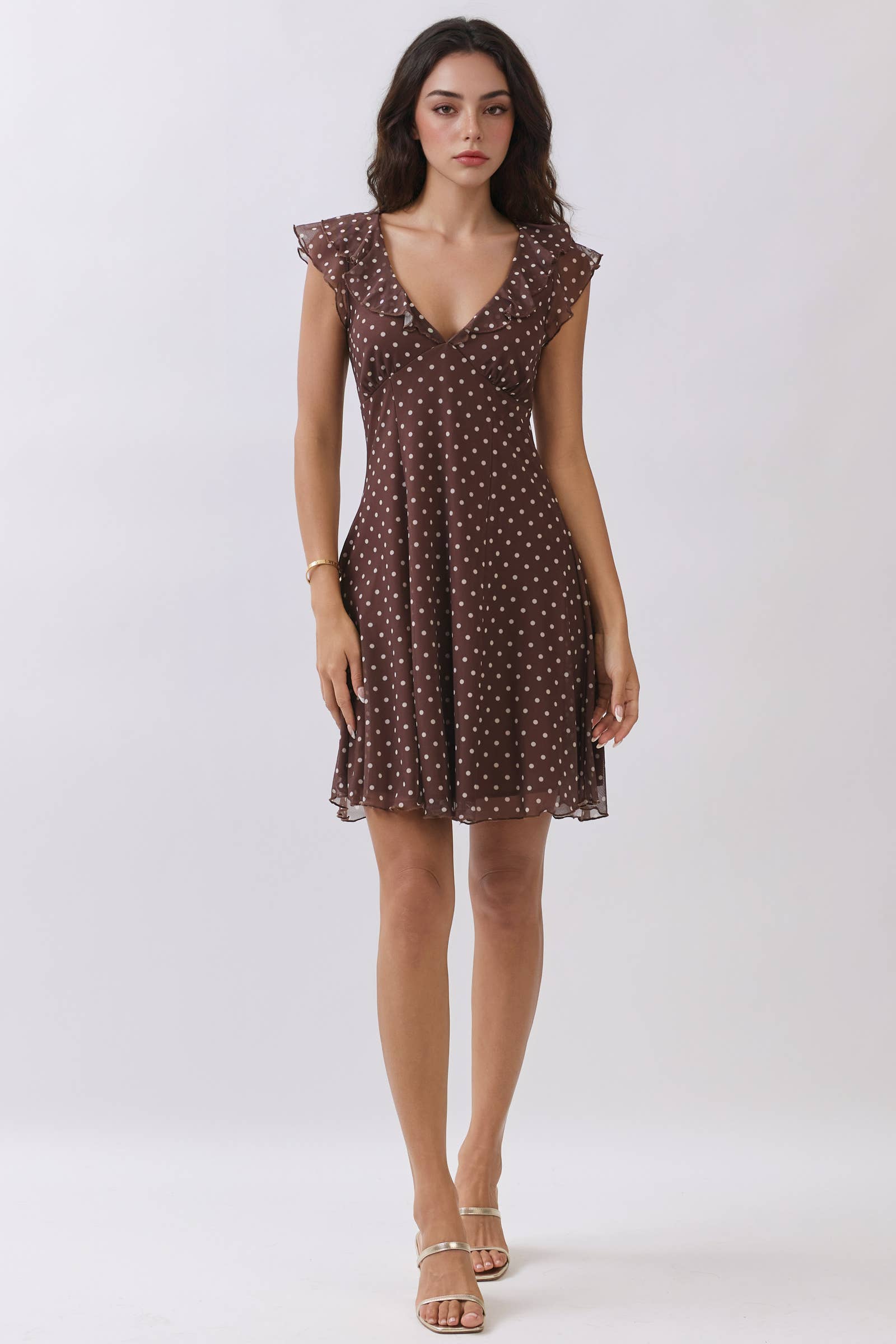 Short Sleeve Ruffle Tie-Back Mini Dress