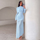 Asymmetric One-Shoulder Sheer Sleeve Dress