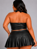 Plus Size Leather Skirt & Top Set — view 6