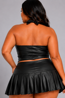 Plus Size Leather Skirt & Top Set - view 6