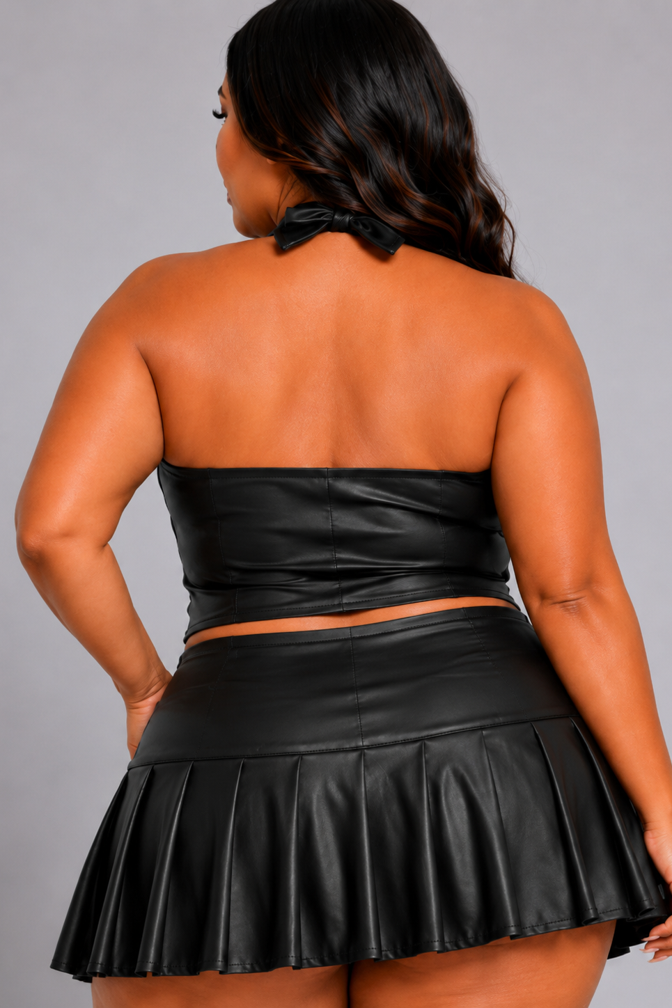 Plus Size Leather Skirt & Top Set - view 6