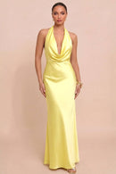 Solid Satin Halter Maxi