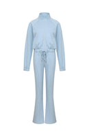Simple Day Knit Track Jacket and Flare Pants Set — view 5