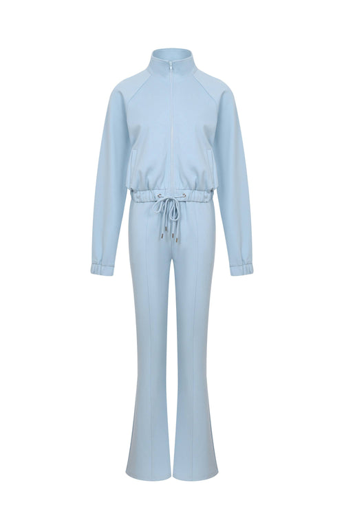 Simple Day Knit Track Jacket and Flare Pants Set — view 5