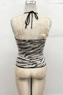 Sequin Zebra Halter Top - view 4
