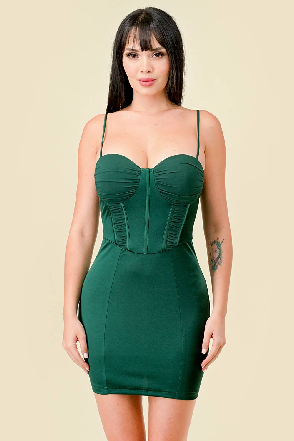 Knit Satin Sweetheart Bustier Corset Mini Dress