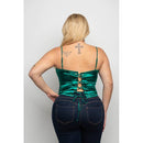 Plus Size Satin Lace Up Back Corset Top — view 4