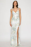 Floral Sequin Crossed Back Maxi Dress