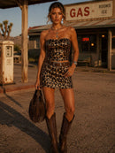 Sequin Leopard Mini Skirt — view 6