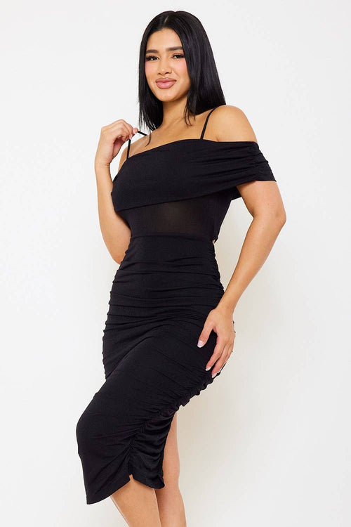 Glitter Open Shoulder Midi Dress — view 8