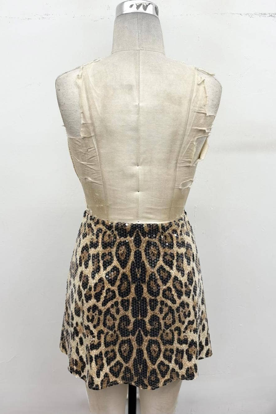Sequin Leopard Mini Skirt - view 3