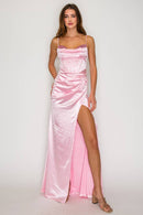 Sequin Ruched Cowl Satin Maxi — view 3