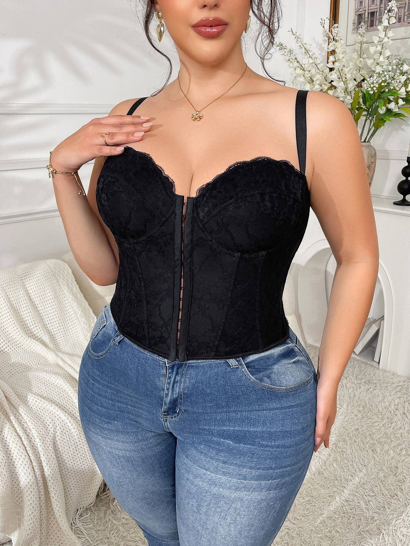 Sexy Lace Corset Top for Plus Size Women — view 3