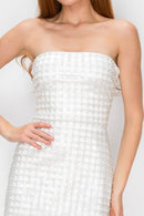 Strapless Beaded Lace Up Mini Dress