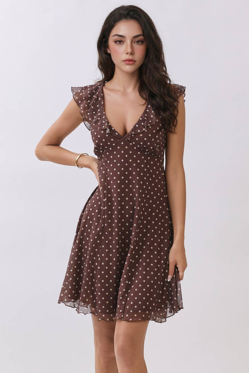 Short Sleeve Ruffle Tie-Back Mini Dress — view 3