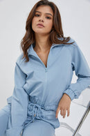 Simple Day Knit Track Jacket and Flare Pants Set — view 2