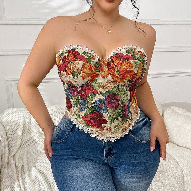 3XL / Floral Design (No Underwire, No Padding)