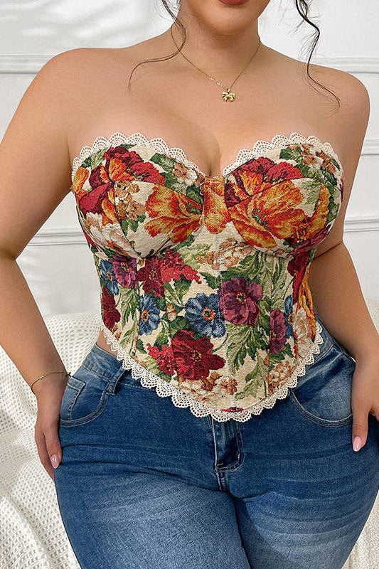 3XL / Floral Design (No Underwire, No Padding)