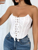 Sexy Floral Strapless Corset Top for Women — view 3