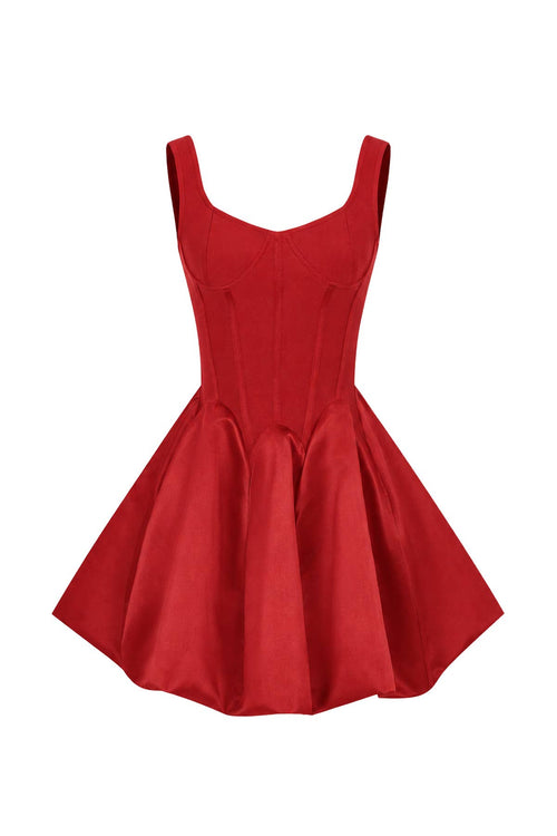 Bandage Sleeveless Satin Flare Dress