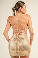 Mesh Sequin Pearl Dress — view 5