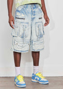 Washed Multi Cargo Denim Jorts — view 7