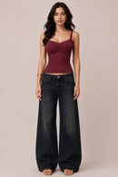 Bra-Insert Lace Trimmed Ruched Centre Cami — view 11