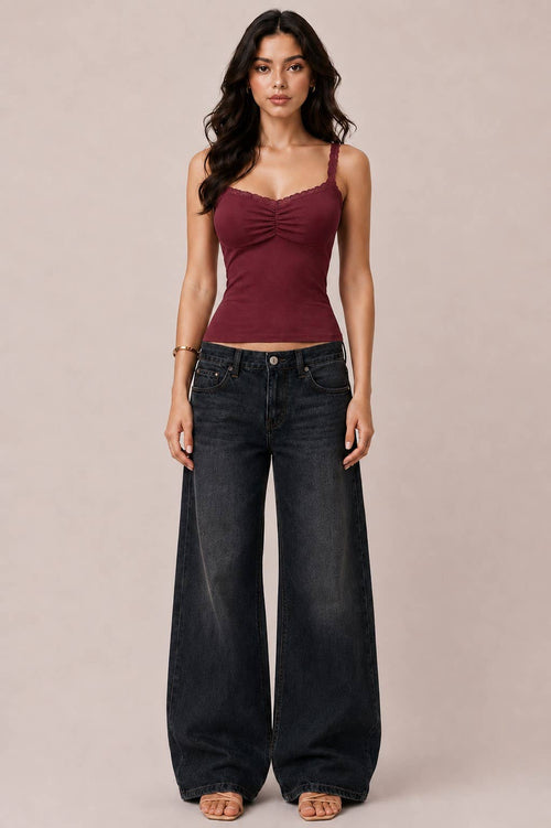 Bra-Insert Lace Trimmed Ruched Centre Cami — view 11