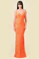 Sequin V-Wire Bodycon Mermaid Maxi Dress
