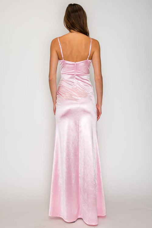 Sequin Ruched Cowl Satin Maxi — view 6