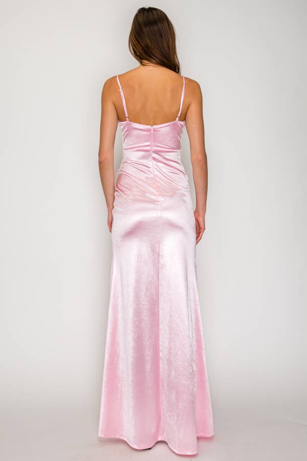 Sequin Ruched Cowl Satin Maxi — view 6