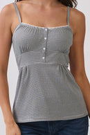 Striped Picot Edge Button-Front Babydoll Henley — view 10