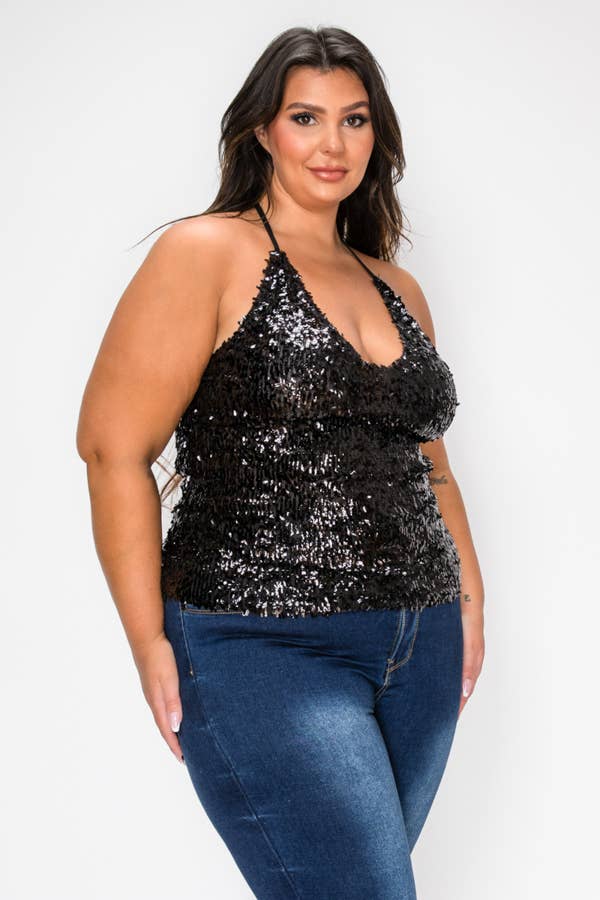 Sequin Halter Top