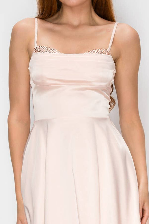 Satin Rhinestoned Skater Mini