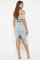 Glitter Open Shoulder Midi Dress — view 6