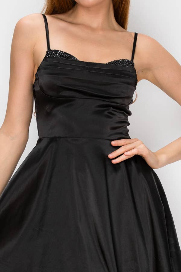 Satin Rhinestoned Skater Mini — view 6