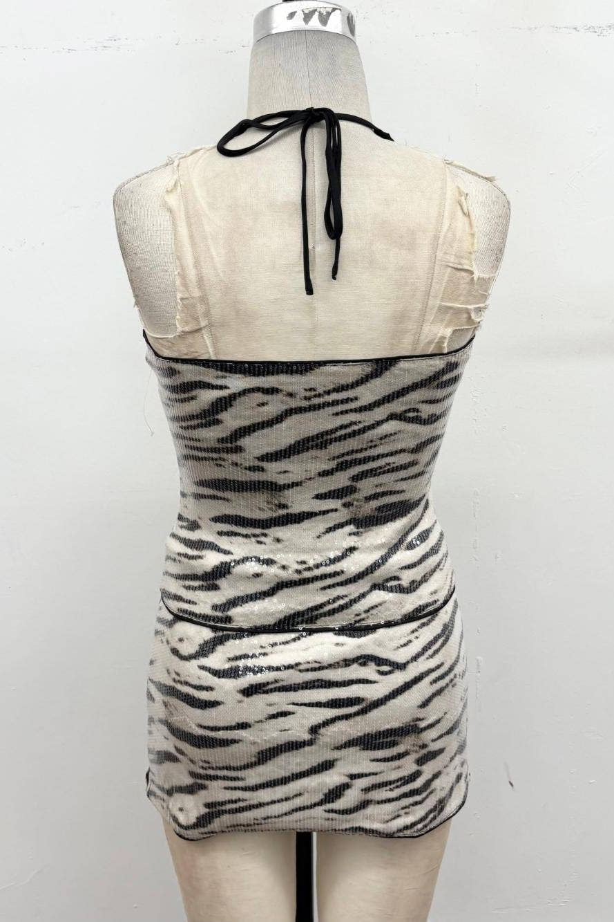 Sequin Zebra Halter Top - view 6