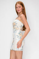 Floral Bow Strapless Sequin Mini — view 3