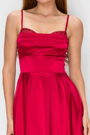 Satin Rhinestoned Skater Mini
