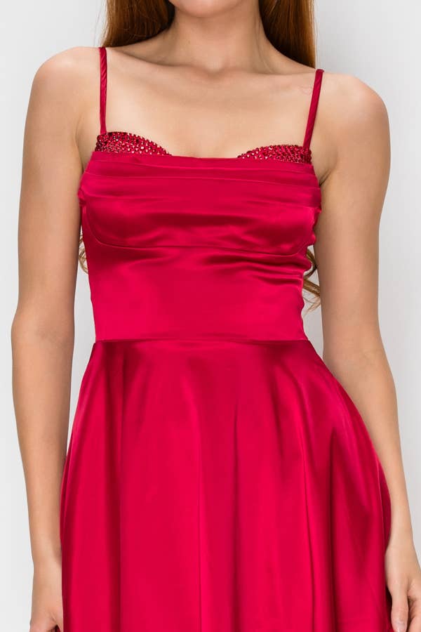 Satin Rhinestoned Skater Mini
