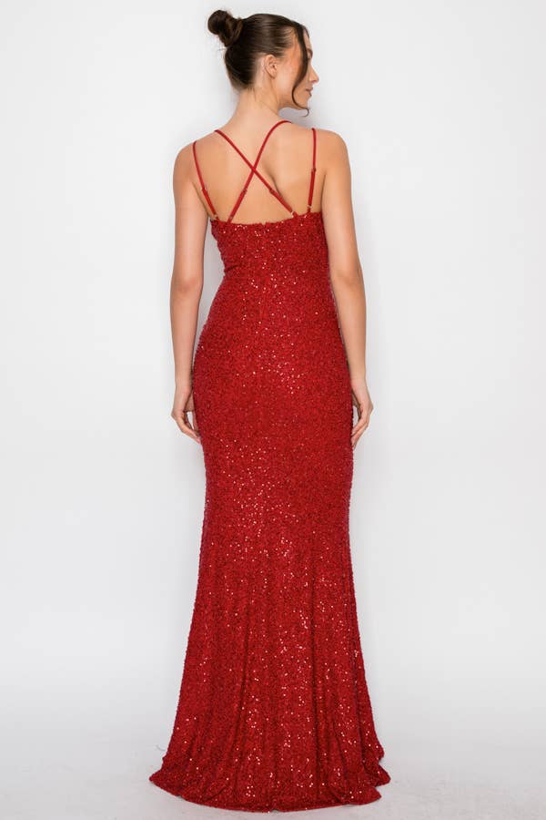 Beaded Corset Mesh Mermaid Maxi Dress, view 4