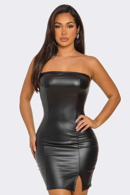 Faux Leather Bodycon Dress — view 4