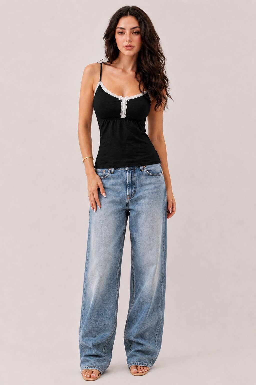 Babydoll Lace Trimmed Camisole with Baby Buttons — view 9