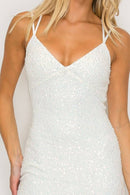 Beaded V-Neck Crossback Mini - view 17