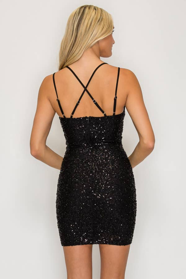 Beaded V-Neck Crossback Mini - view 20