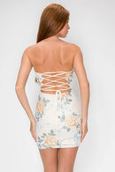 Floral Bow Strapless Sequin Mini — view 4