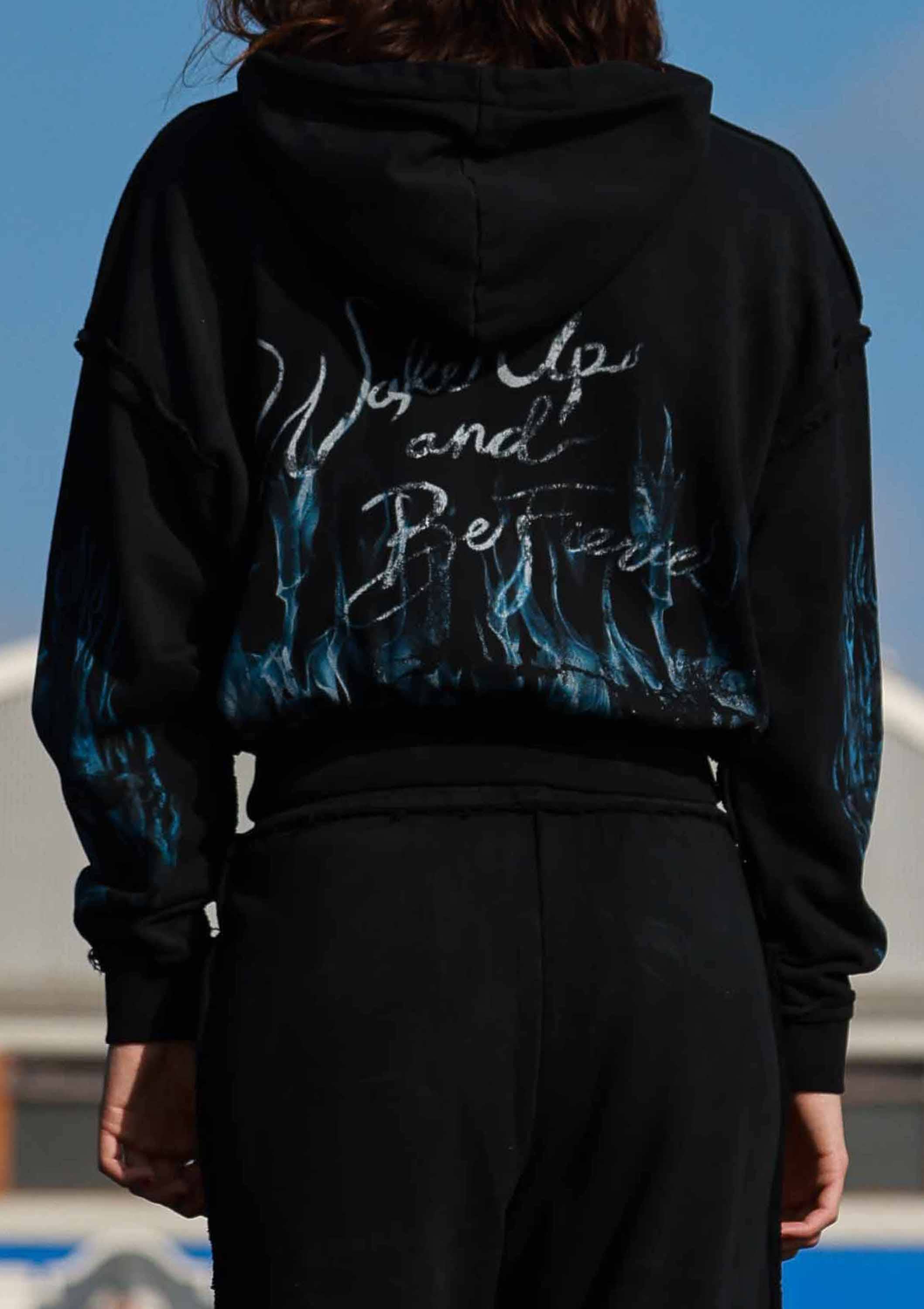 Wake Up and Be Fierce Flame Applique Hoodie — view 3